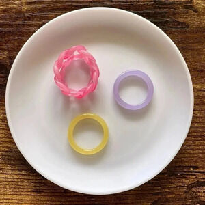 ❤️ NEW 2/$20 or 3/$25 Set of 3 Statement Rings Chain Link Acrylic Size 6/7